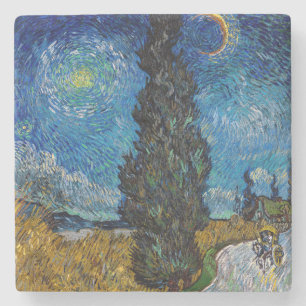 Dessous-de-verre En Pierre Vincent van Gogh - Route avec Cypress et Star