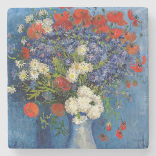 Dessous-de-verre En Pierre Vincent van Gogh - Vase avec Cornflowers & Poppies