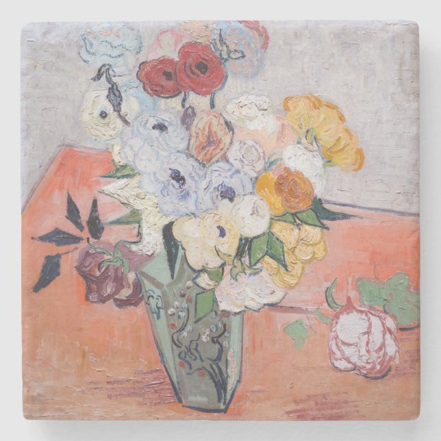 Dessous-de-verre En Pierre Vincent van Gogh - Vase avec Roses & Anemone (Devant)