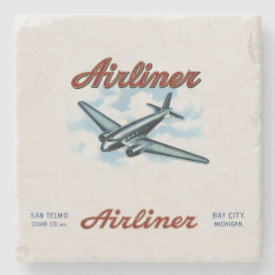 Dessous-de-verre En Pierre Vintage Airliner Cigar Box Étiquette Retro