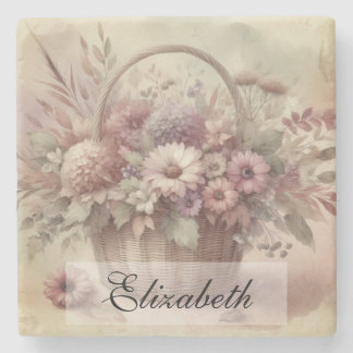 Dessous-de-verre En Pierre Vintage Automne fleurs pastel aquarelle peinture