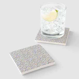Dessous-de-verre En Pierre Vintage Botanique Carreaux ornementaux Motif