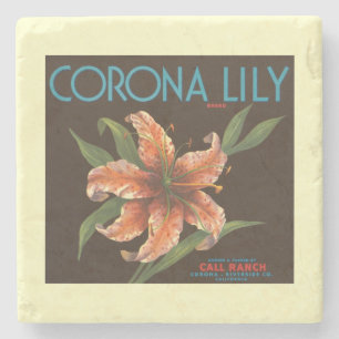 Dessous-de-verre En Pierre Vintage Corona Lily California Fruit Crate Étiquet