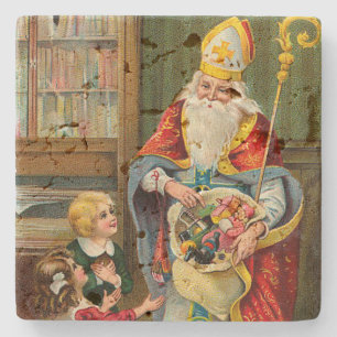 Dessous-de-verre En Pierre Vintage Father Christmas