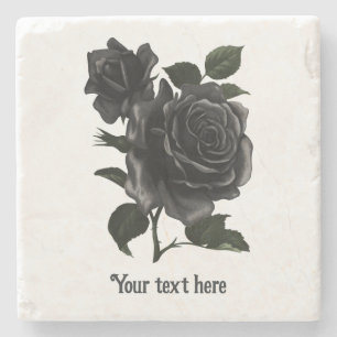 Dessous-de-verre En Pierre Vintage gothique noir Roses personnalisés