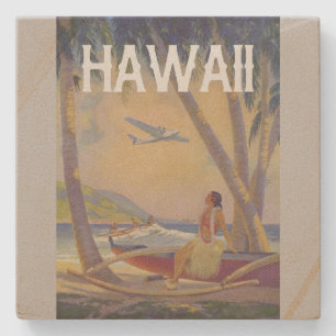 Dessous-de-verre En Pierre Vintage Hawaiian Travel - Hawaii Hula Dancer!