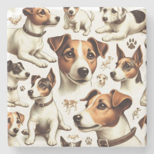 Dessous-de-verre En Pierre Vintage Jack Russell Terrier sans fil