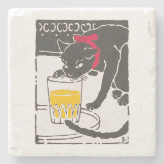Dessous-de-verre En Pierre Vintage Japanese Beer Cat Art Goyo Retro