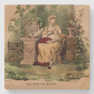 Dessous-de-verre En Pierre Vintage La Bonne Mère, Restauré