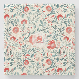 Dessous-de-verre En Pierre Vintage marguerite rouge motif floral - Botanique