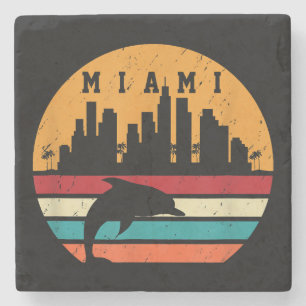Dessous-de-verre En Pierre Vintage Miami 80s Dolphin Silhouette Souvenir Dolp