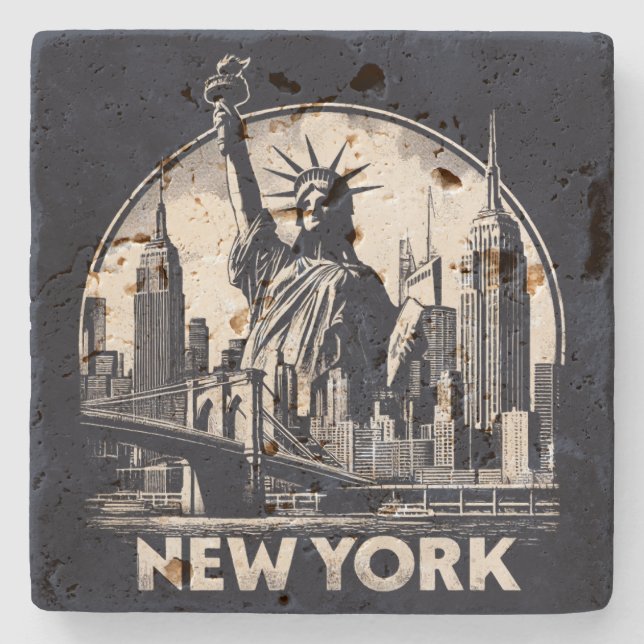 Dessous-de-verre En Pierre Vintage New York (Devant)