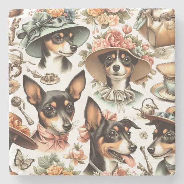 Dessous-de-verre En Pierre Vintage Rat Terrier sans fil (Devant)