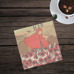 Dessous-de-verre En Pierre Vintage Rouges Couvercle Rouge Fleurs de Pavot Wol