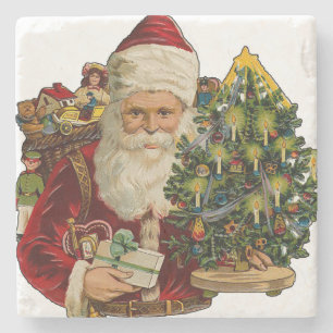 Dessous-de-verre En Pierre Vintage Santa Claus with Gifts Christmas