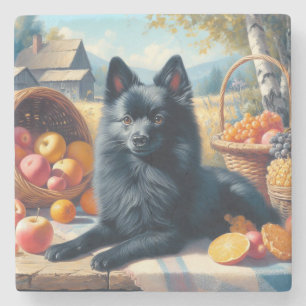 Dessous-de-verre En Pierre Vintage Schipperke Peinture de chiot