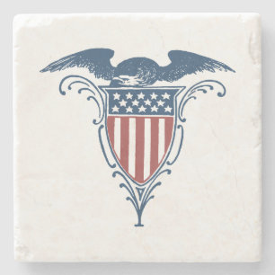 Dessous-de-verre En Pierre Vintage Shield Red White Blue American Eagle