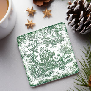 Dessous-de-verre En Pierre Vintage vert toile de jouy imprimé