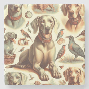 Dessous-de-verre En Pierre Vintage Weimaraner sans fil