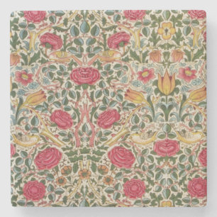 Dessous-de-verre En Pierre Vintage William Morris Rose rose jaune ornithologi