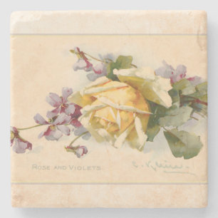 Dessous-de-verre En Pierre Violettes vintages et roses