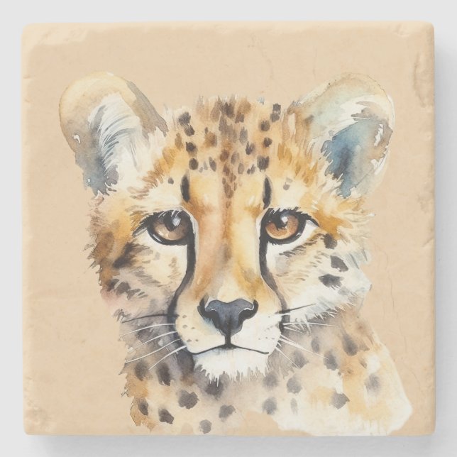 Dessous-de-verre En Pierre Visage de Cheetah (Devant)