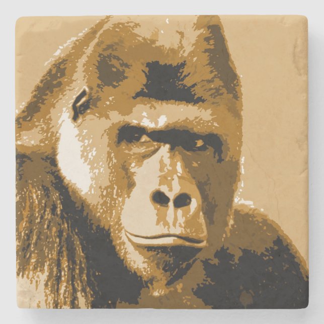 Dessous-de-verre En Pierre Visage de Gorilla (Devant)