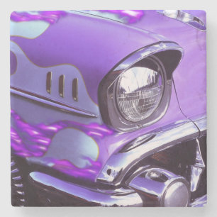 Dessous-de-verre En Pierre Voiture classique : Chevrolet avec capot en feu