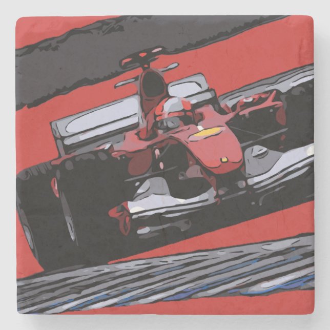 DESSOUS-DE-VERRE EN PIERRE VOITURE DE LA RACE ROUGE - PASSION (Devant)