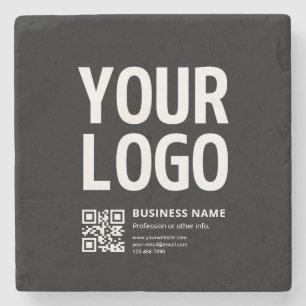 Dessous-de-verre En Pierre Votre logo avec QR code et texte modifiables