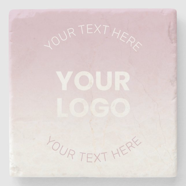 Dessous-de-verre En Pierre Votre logo | Moderne Dusty Rose & Blanc Ombre (Devant)