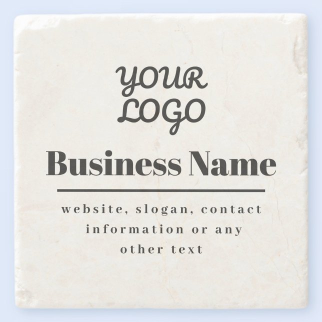 Dessous-de-verre En Pierre Votre logo Retro-Moderne Blanc & Noir (Créateur téléchargé)