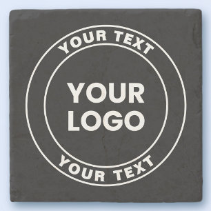 Dessous-de-verre En Pierre Votre logo téléchargé + Texte circulaire gras