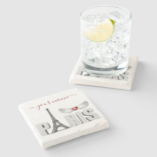 Dessous-de-verre En Pierre Votre nom à Paris Tour Eiffel Heart Angel Wings