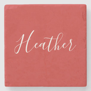 Dessous-de-verre En Pierre Votre script blanc personnalisé en rouge