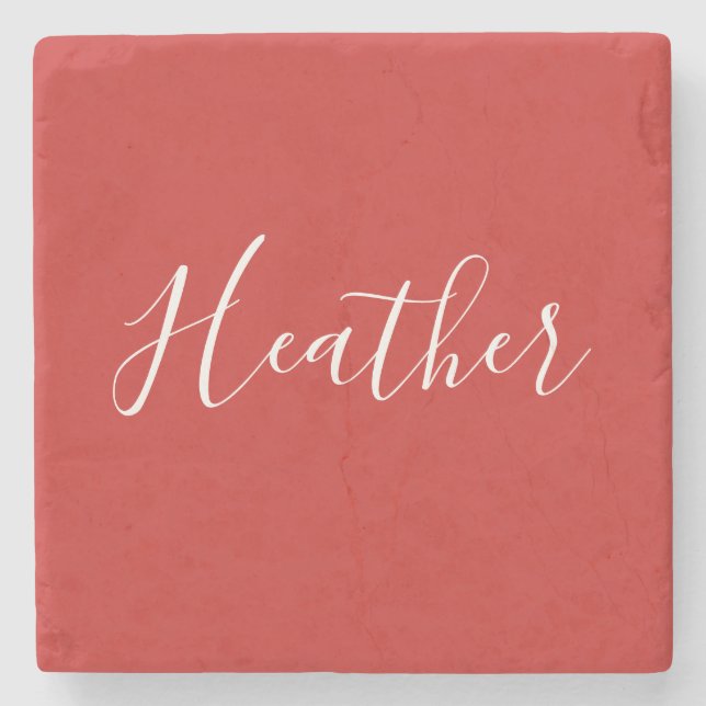 Dessous-de-verre En Pierre Votre script blanc personnalisé en rouge (Devant)