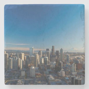 Dessous-de-verre En Pierre Vue aérienne d'horizon de ville de Seattle