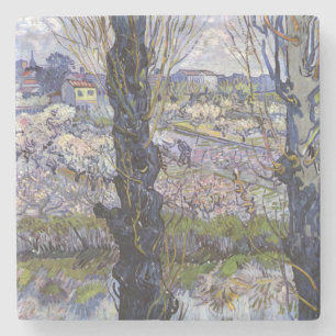 Dessous-de-verre En Pierre Vue de Arles, vergers en fleurs de Van Gogh