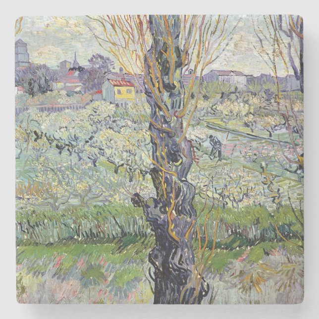 Dessous-de-verre En Pierre Vue de Vincent van Gogh | d'Arles, 1889 (Devant)