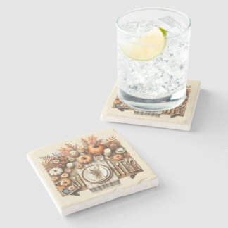 Dessous-de-verre En Pierre Warm Red and Orange Farmhouse Thanksgiving