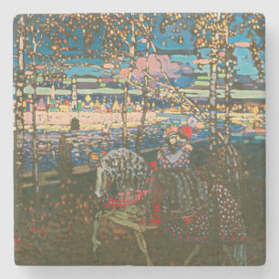 Dessous-de-verre En Pierre Wassily Kandinsky Le Couple à Cheval Art Russe