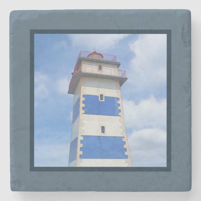 Dessous-de-verre En Pierre Watercolor lighthouse (Devant)