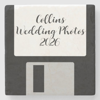 Dessous-de-verre En Pierre Wedding Photos Stone Coaster | Retro Floppy Disk