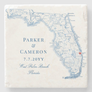 Dessous-de-verre En Pierre West Palm Beach Floride Carte Mariage élégant