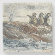 Whale Riders Whimsical Whale and Penguin Ocean