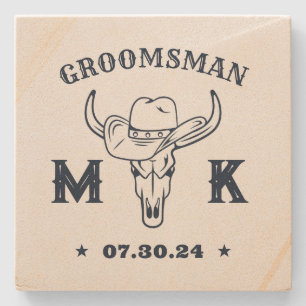 Dessous-de-verre En Pierre Wild West Cowboy Monogramme Meilleur Groomsmen