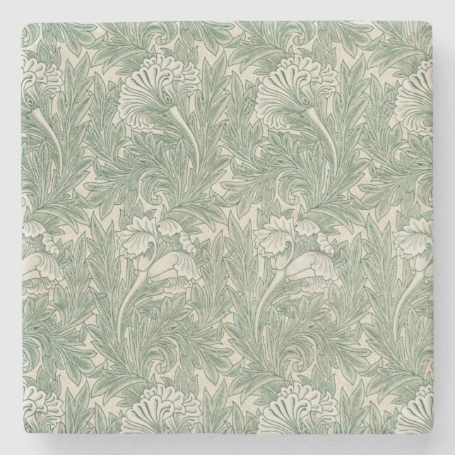 Dessous-de-verre En Pierre William Morris tulip fond textile vert (Devant)