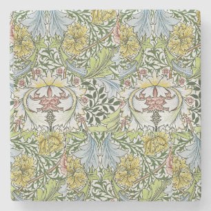 Dessous-de-verre En Pierre William Morris Vintage Myrte vert rose