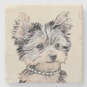 Dessous-de-verre En Pierre Yorkshire Terrier Puppy Peinture Chien original