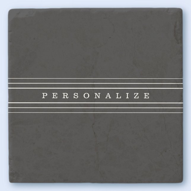 Dessous-de-verre En Pierre Your Custom Text & Modern Stripes | Black & White (Créateur téléchargé)